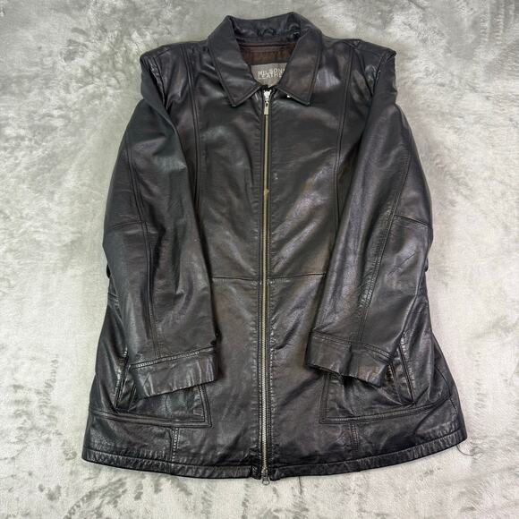 Wilsons Leather Jackets & Blazers - VTG Wilsons Leather Thinsulate Ultra black leather full zip jacket womens XL